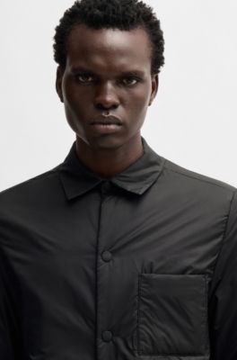 Relaxed-fit padded overshirt in water-repellent fabric, Black