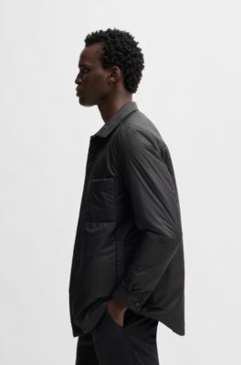 Relaxed-fit padded overshirt in water-repellent fabric, Black