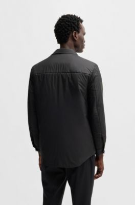 Relaxed-fit padded overshirt in water-repellent fabric, Black