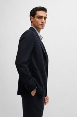 Slim-fit jacket in stretch flannel, Dark Blue