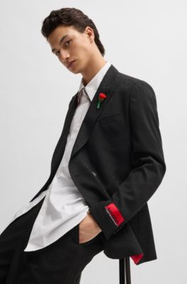 Chaqueta de corte moderno HUGO&nbsp;x&nbsp;Les Benjamins en tejido jacquard, Fantas&iacute;a