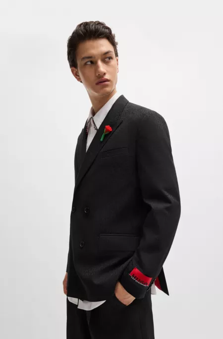 HUGO x Les Benjamins modern-fit jacket in jacquard fabric