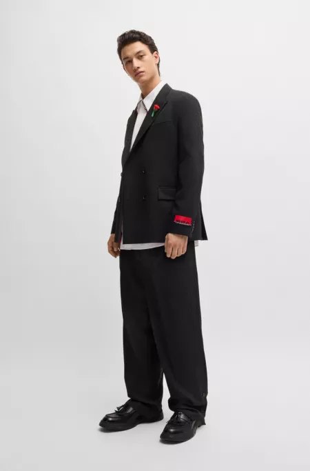 HUGO x Les Benjamins modern-fit trousers in patterned jacquard