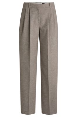 Hugo Boss Straight-leg Trousers In Stretch Fabric In Light Grey