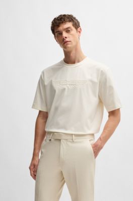 Camiseta BOSS x ASTON MARTIN de algod&oacute;n el&aacute;stico mercerizado , Blanco