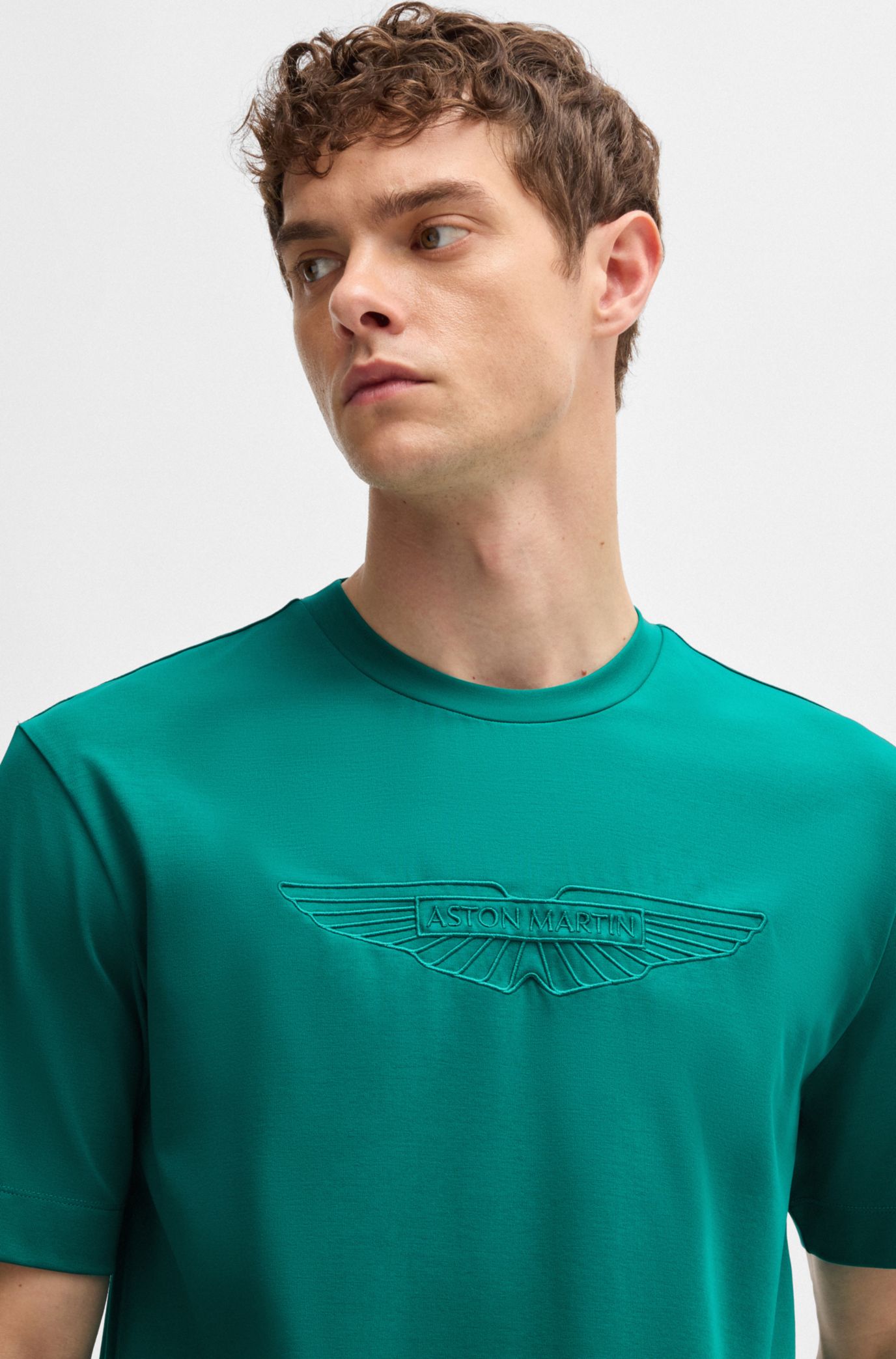 BOSS x ASTON MARTIN Tシャツ メリノウールジャージー BOSS - BOSS x ASTON MARTIN T-shirt in merino-wool jersey - Khaki