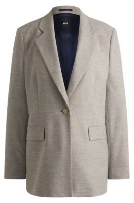 Hugo Boss Relaxed-fit Jacket In Stretch Cloth In Light Grey
