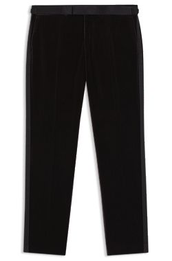 Slim-fit tuxedo trousers in cotton velvet