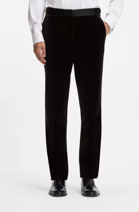 Slim-fit tuxedo trousers in cotton velvet