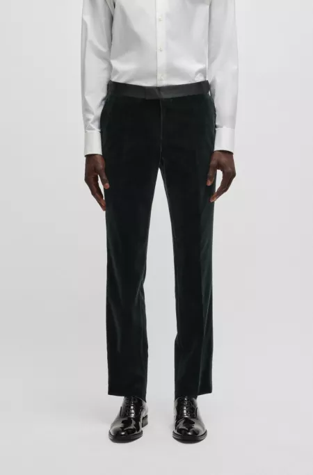 Slim-fit tuxedo trousers in cotton velvet