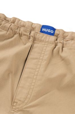 Pantalones estilo paraca&iacute;das baggy fit en lona de algod&oacute;n, Beige claro