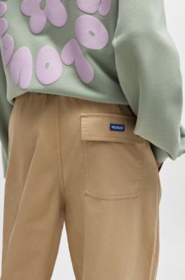 Pantalones estilo paraca&iacute;das baggy fit en lona de algod&oacute;n, Beige claro
