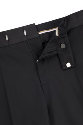 Slim-fit tuxedo trousers in stretch wool, Black