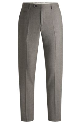 Hugo Boss Slim-fit Trousers In Micro-patterned Stretch Wool In White