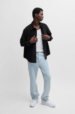 Chemise Oversize en flanelle bross&eacute;e, Noir
