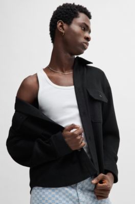 Chemise Oversize en flanelle bross&eacute;e, Noir