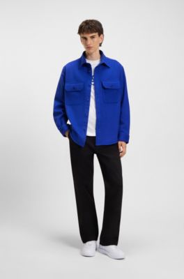 Oversized-fit shirt in brushed flannel, Light Blue