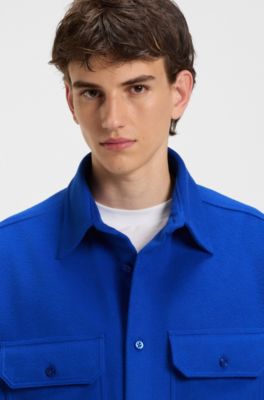 Oversized-fit shirt in brushed flannel, Light Blue