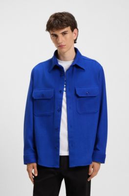 Oversized-fit shirt in brushed flannel, Light Blue