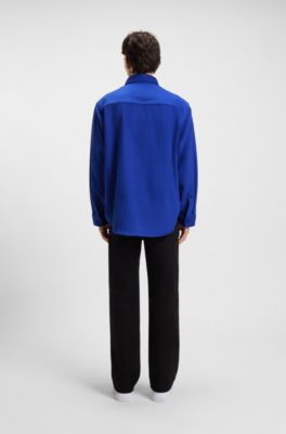 Camisa oversize fit en franela cepillada, Celeste