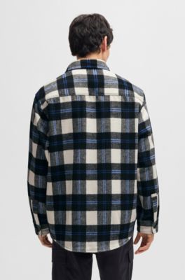 Camisa oversize fit en tejido cepillado a cuadros, Fantas&iacute;a