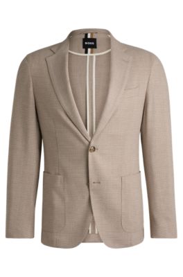 Hugo Boss Slim-fit Jacket In Micro-patterned Stretch Cloth In White