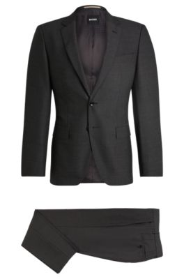 Hugo Boss Boss Notched Lapel Padded Shoulder Jacket With Eyelet Design In Grey