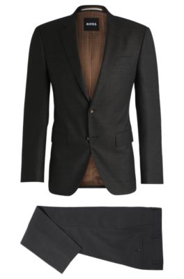 Hugo Boss Slim-fit Suit In Micro-patterned Stretch Wool In Light Green