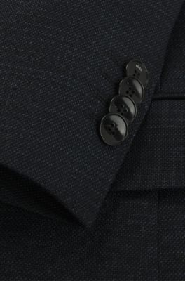 Slim-fit suit in micro-patterned stretch wool, Light Blue