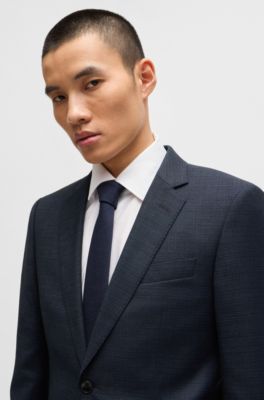 Slim-fit suit in micro-patterned stretch wool, Light Blue