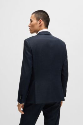 Slim-fit suit in micro-patterned stretch wool, Light Blue
