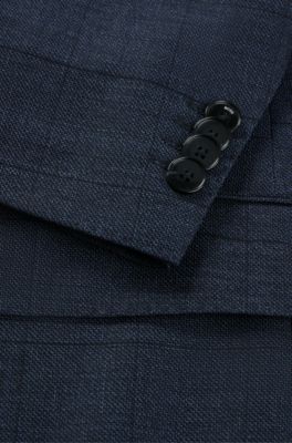 Regular-fit suit in checked stretch wool, Light Blue