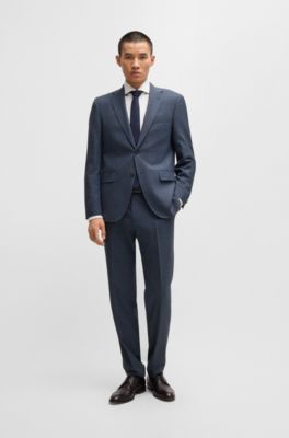 Regular-fit suit in micro-patterned stretch fabric, Light Blue