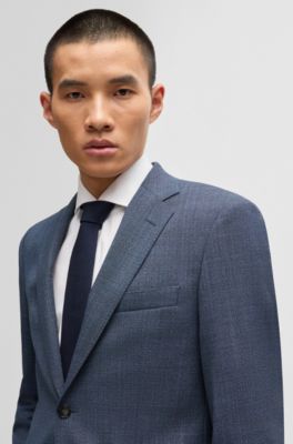 Regular-fit suit in micro-patterned stretch fabric, Light Blue