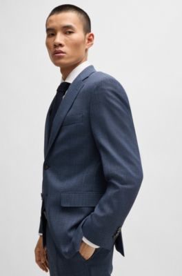 Regular-fit suit in micro-patterned stretch fabric, Light Blue