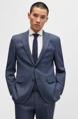 Regular-fit suit in micro-patterned stretch fabric, Light Blue