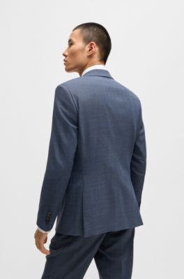 Regular-fit suit in micro-patterned stretch fabric, Light Blue