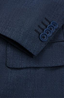 Slim-fit suit in micro-patterned performance-stretch wool, Light Blue