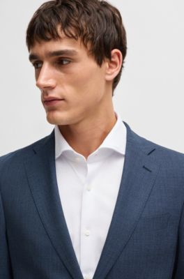 Slim-fit suit in micro-patterned performance-stretch wool, Light Blue