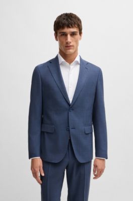 Slim-fit suit in micro-patterned performance-stretch wool, Light Blue