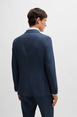 Slim-fit suit in micro-patterned performance-stretch wool, Light Blue