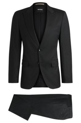 Hugo Boss Boss Notched Lapel Padded Shoulder Jacket With Eyelet Design In Black