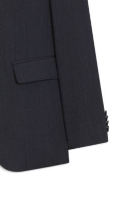 Slim-fit suit in micro-patterned wool, Dark Blue