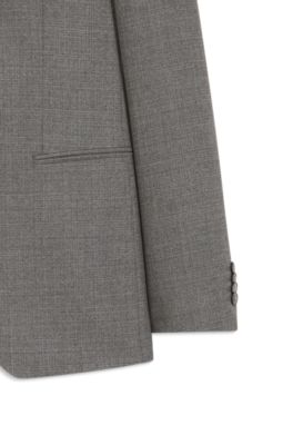 Slim-fit suit in micro-patterned stretch wool, Grey