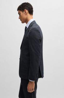 Slim-fit suit in micro-patterned stretch wool, Dark Blue