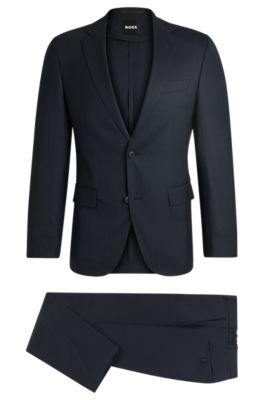 Hugo Boss Boss Notched Lapel Padded Shoulder Jacket With Eyelet Design In Dark Blue
