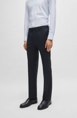Slim-fit suit in micro-patterned stretch wool, Dark Blue