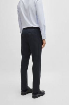 Slim-fit suit in micro-patterned stretch wool, Dark Blue