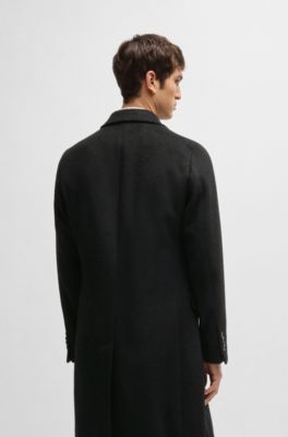 Double-breasted coat in an alpaca blend, Black