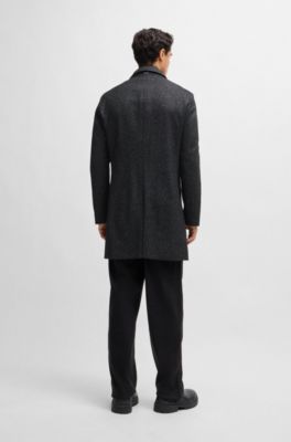 Abrigo slim fit con interior desmontable con cremallera, Negro